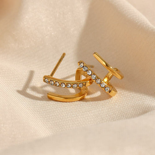 Double Layer Zircon Stud Earring