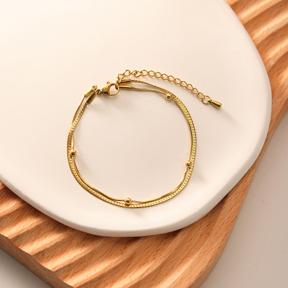 Double Layer Herringbone Bead Bracelet