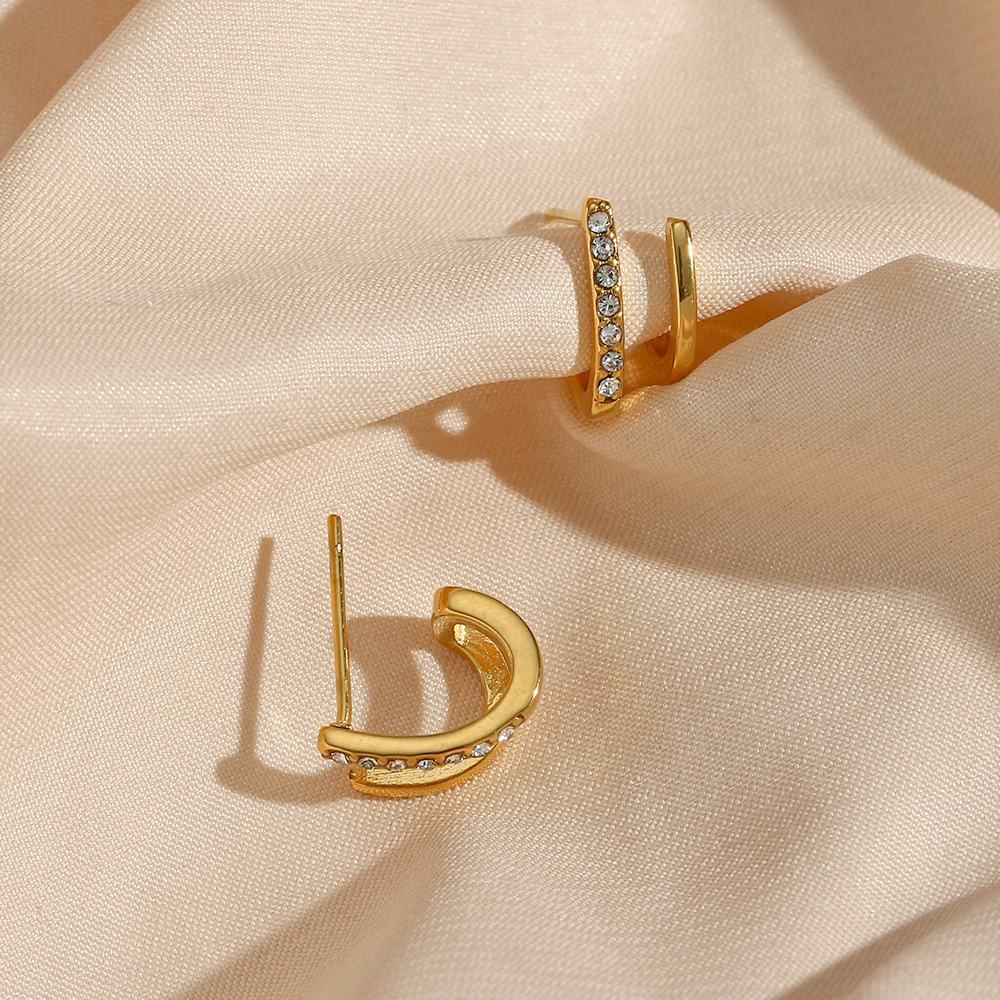 Double Layer Zircon Stud Earring