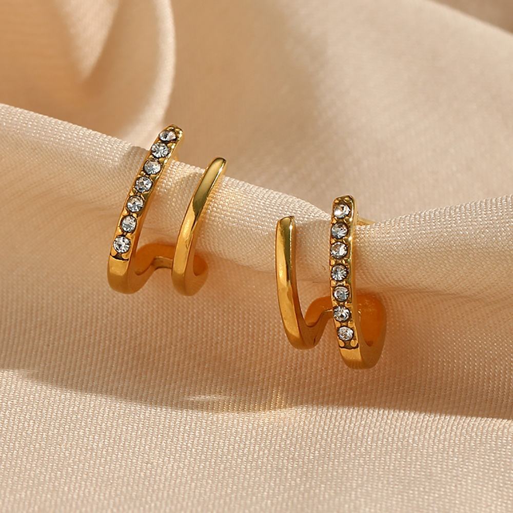 Double Layer Zircon Stud Earring