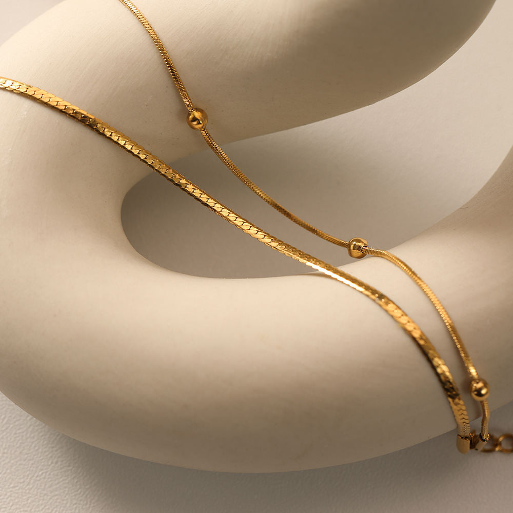 Double Layer Herringbone Bead Bracelet