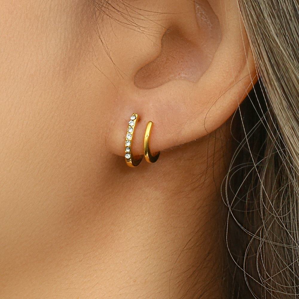 Double Layer Zircon Stud Earring
