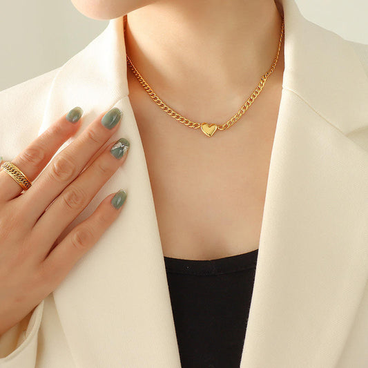 Heart Pendant Thick Chain Necklace