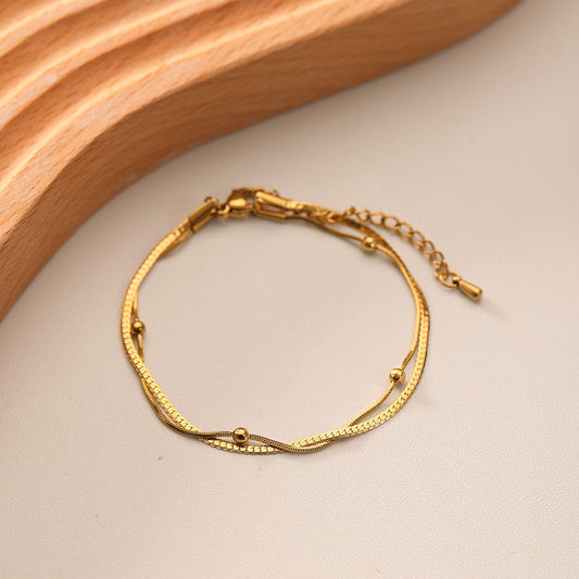 Double Layer Herringbone Bead Bracelet