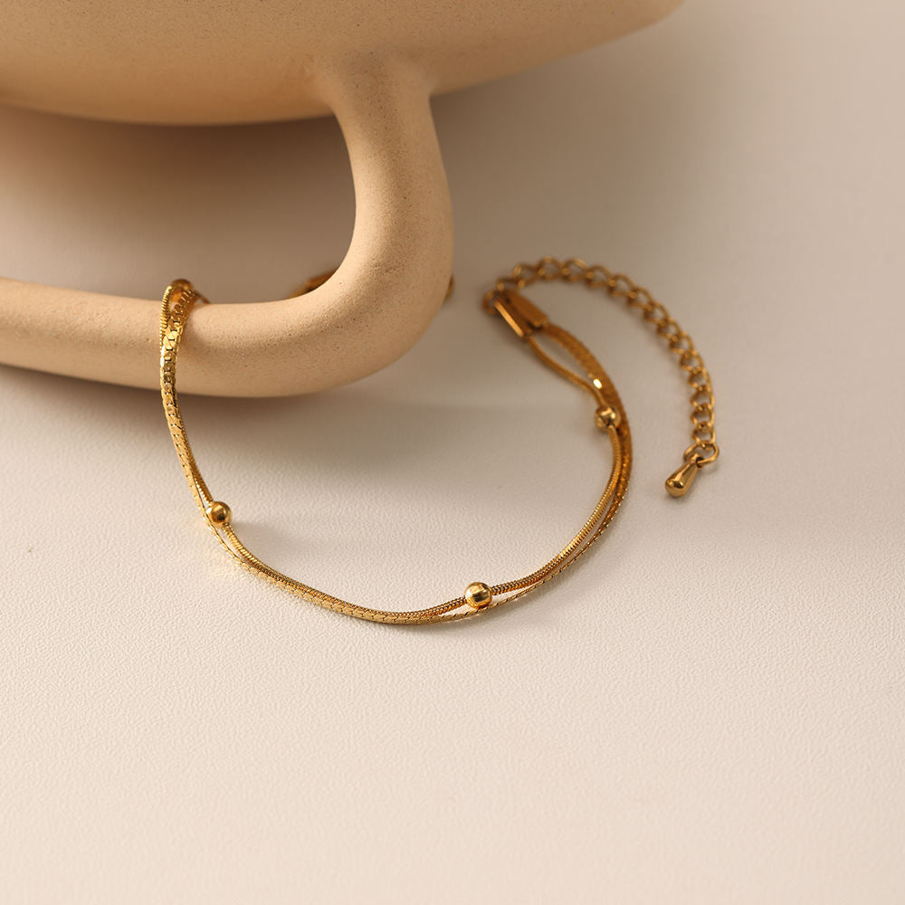 Double Layer Herringbone Bead Bracelet
