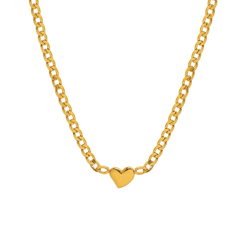 Heart Pendant Thick Chain Necklace
